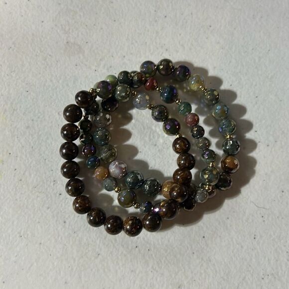 Dee Berkley Set of (3) 6mm Mystic Coated Marine Agate with 8mm Multi-Colored Aga - Picture 6 of 12